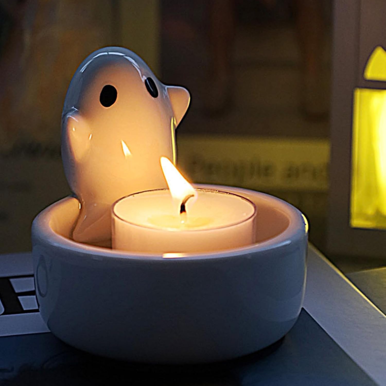 Festive Cat Candle Holder with Handmade Resin figurine