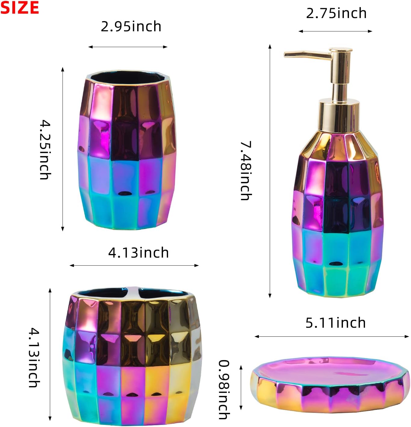 Rainbow Bathroom Accessory Set