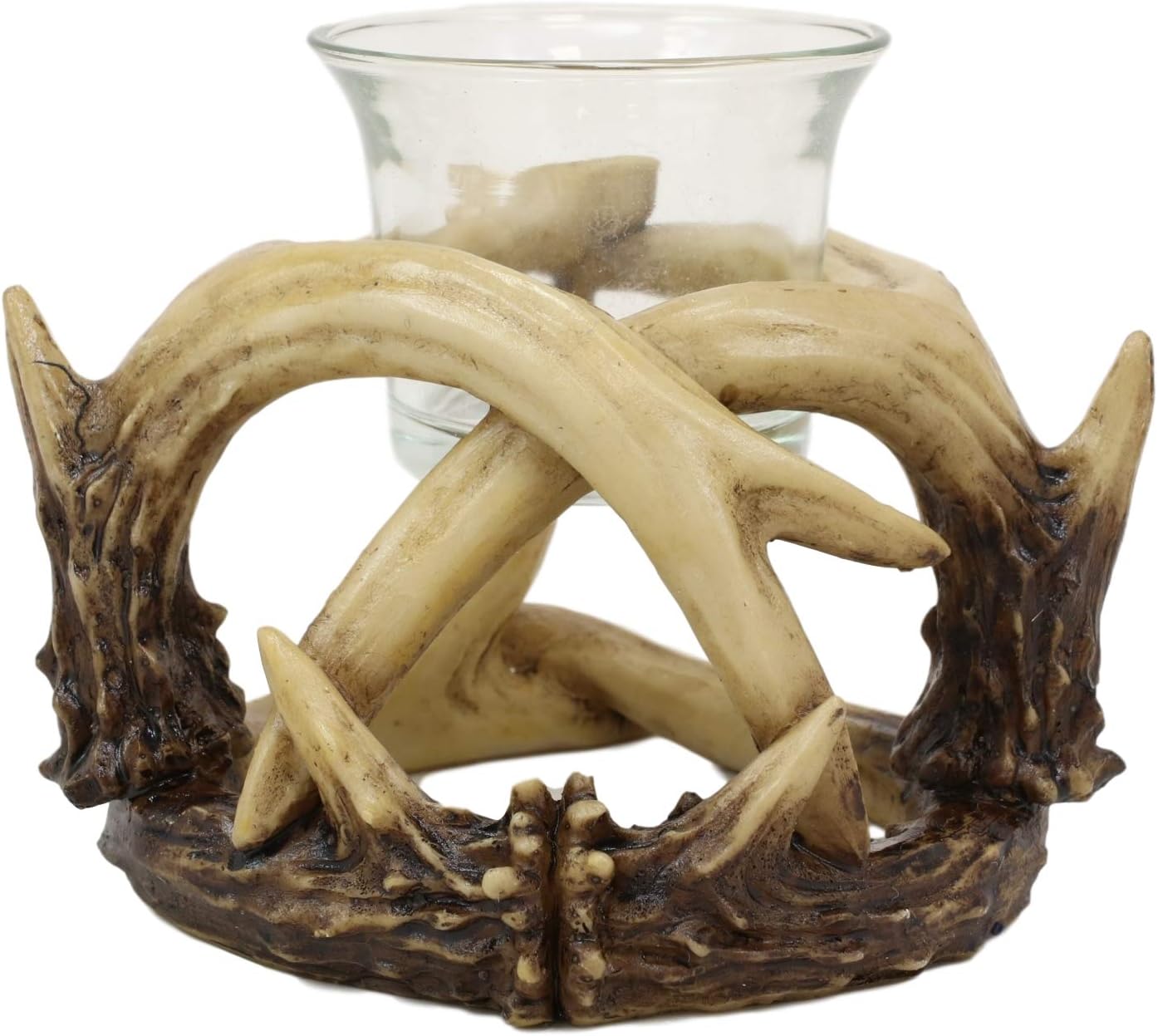 Ebros Set of 2 Wildlife Rustic Antler Votive Candle Holders