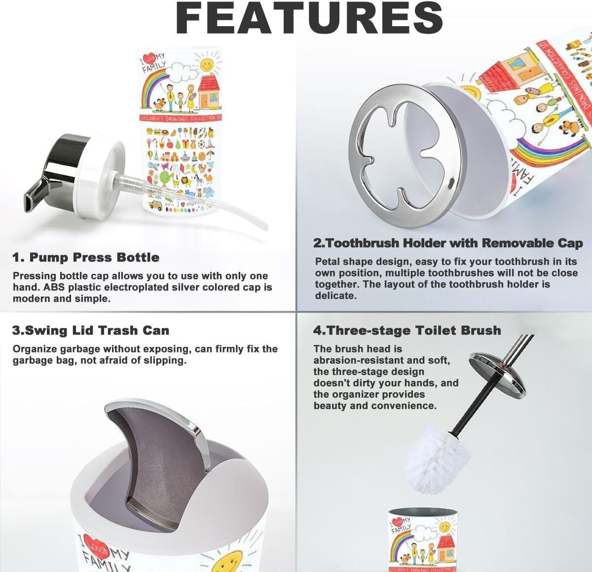 Bathroom Accessories Set 6 Pcs - Home Sweet Home Child