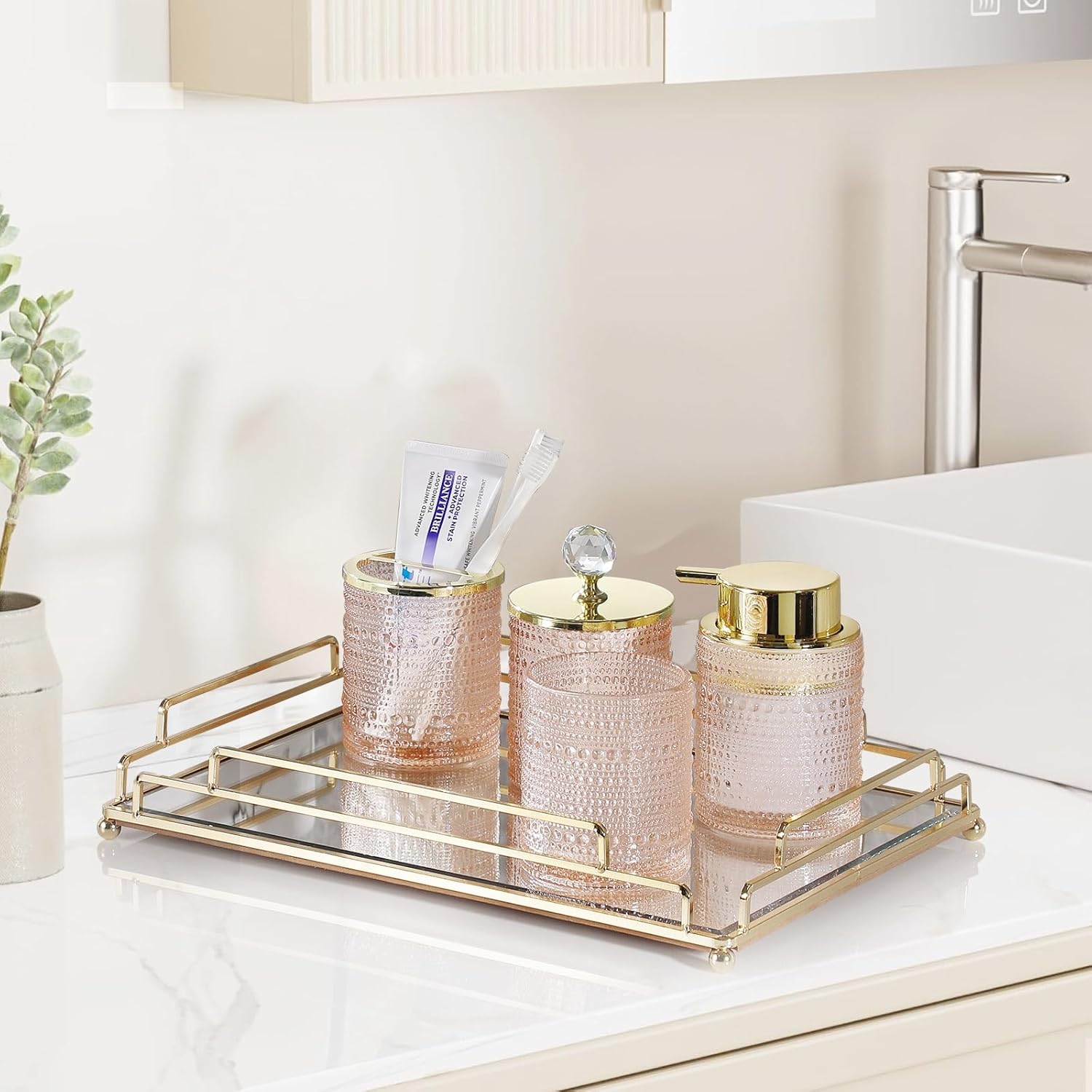 Perfect 4-Piece Glass Bathroom Accessory Set