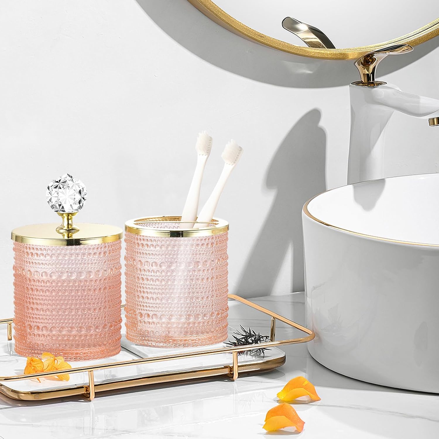 Perfect 4-Piece Glass Bathroom Accessory Set