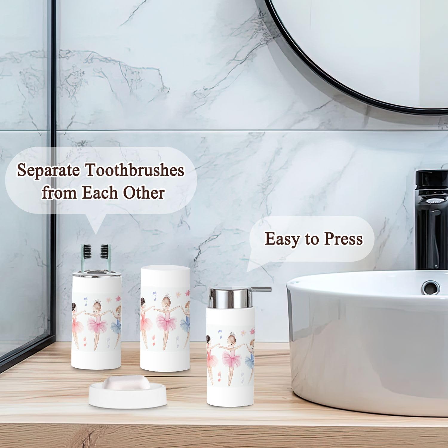 6-Piece Bathroom Set Cute Girl Design