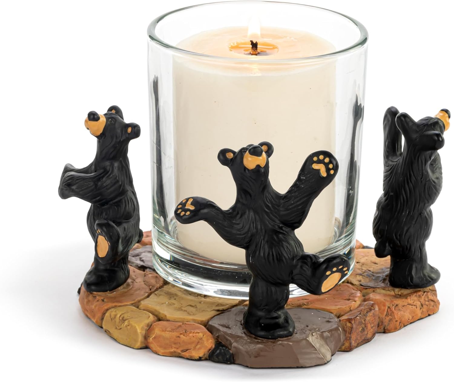Hand Cast Resin Black Bear Vancouver Moon Dance Table Top Votive Candle Holder