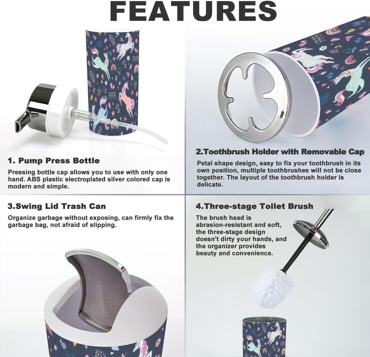 6-Piece Safe Functional Bathroom Accessory Set
