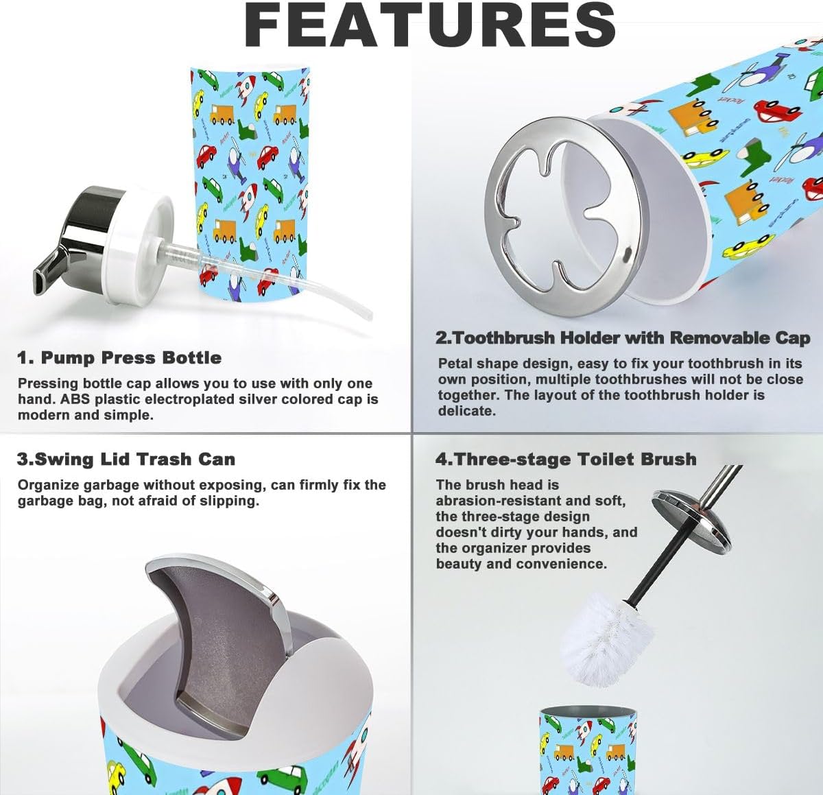 6-Piece Bathroom Organizing Set for Kids Tissue Toothbrush Holders XNGJEMVWXO