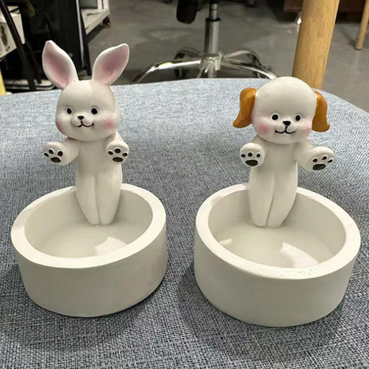 Festive Cat Candle Holder with Handmade Resin figurine