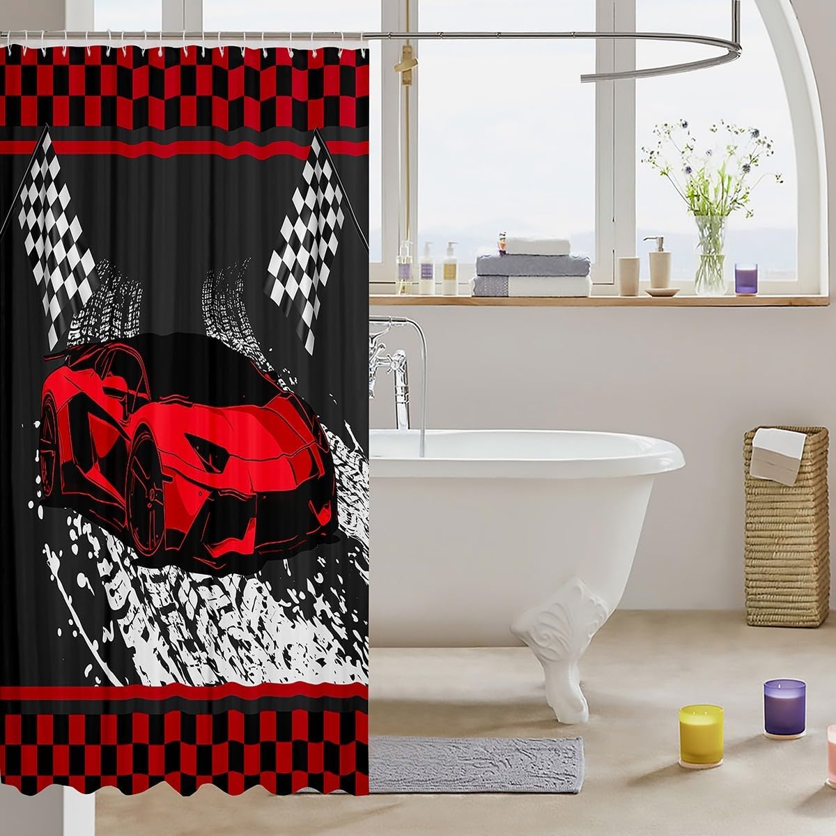 Feelyou Kids Racing Car Shower Curtain 72x72