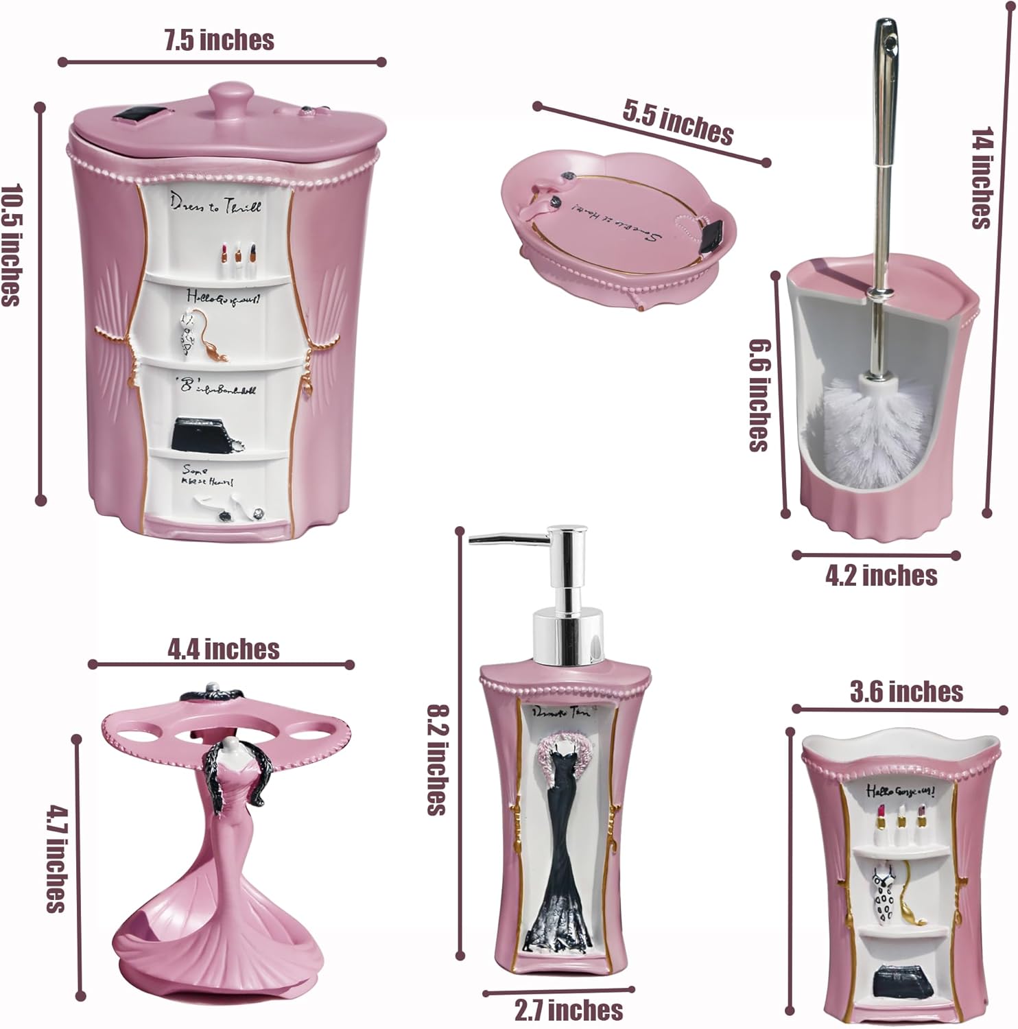 LUANT Pink Bathroom Set
