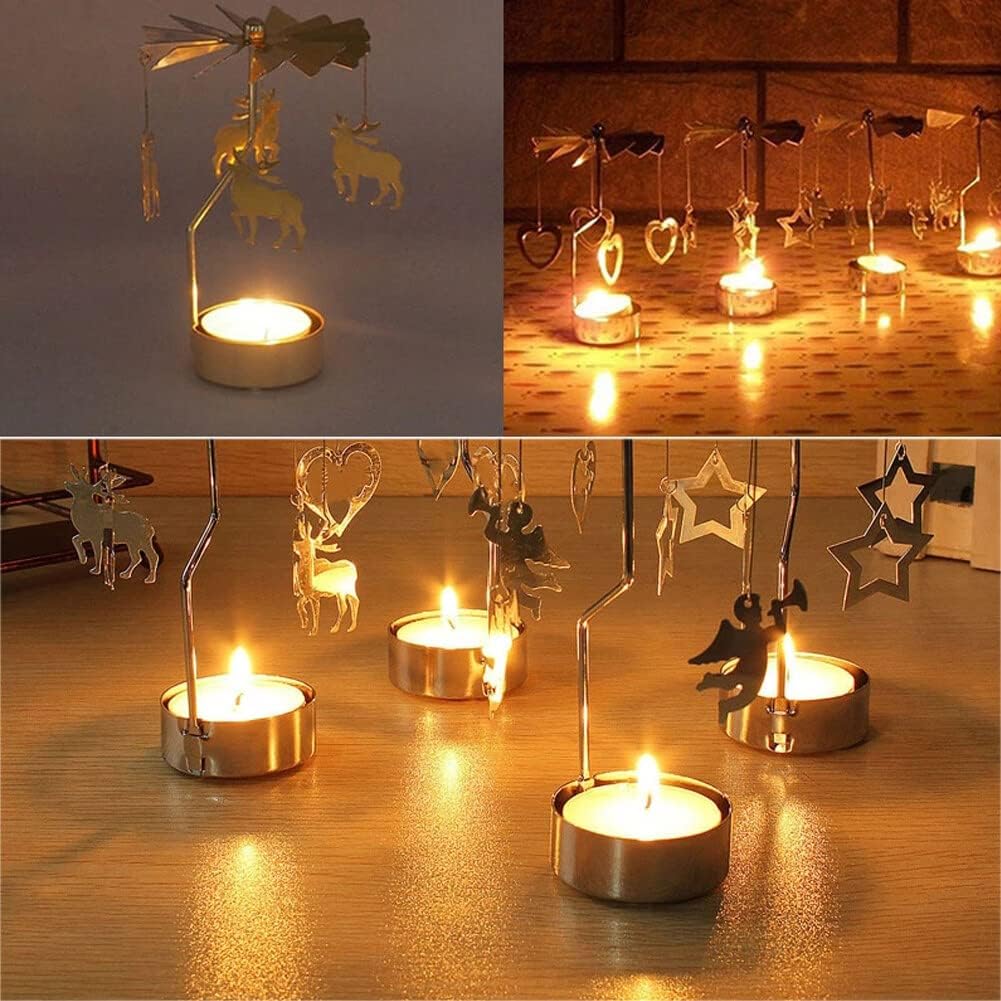 Eforcase Metal Gold Rotating Candle Holder