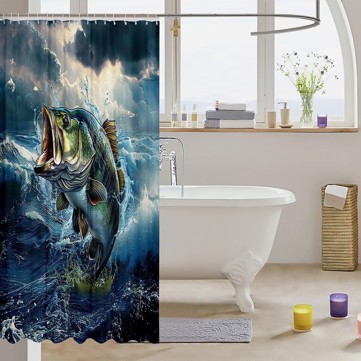 Feelyou Pike Fish Bath Curtain 72x72 for Kids