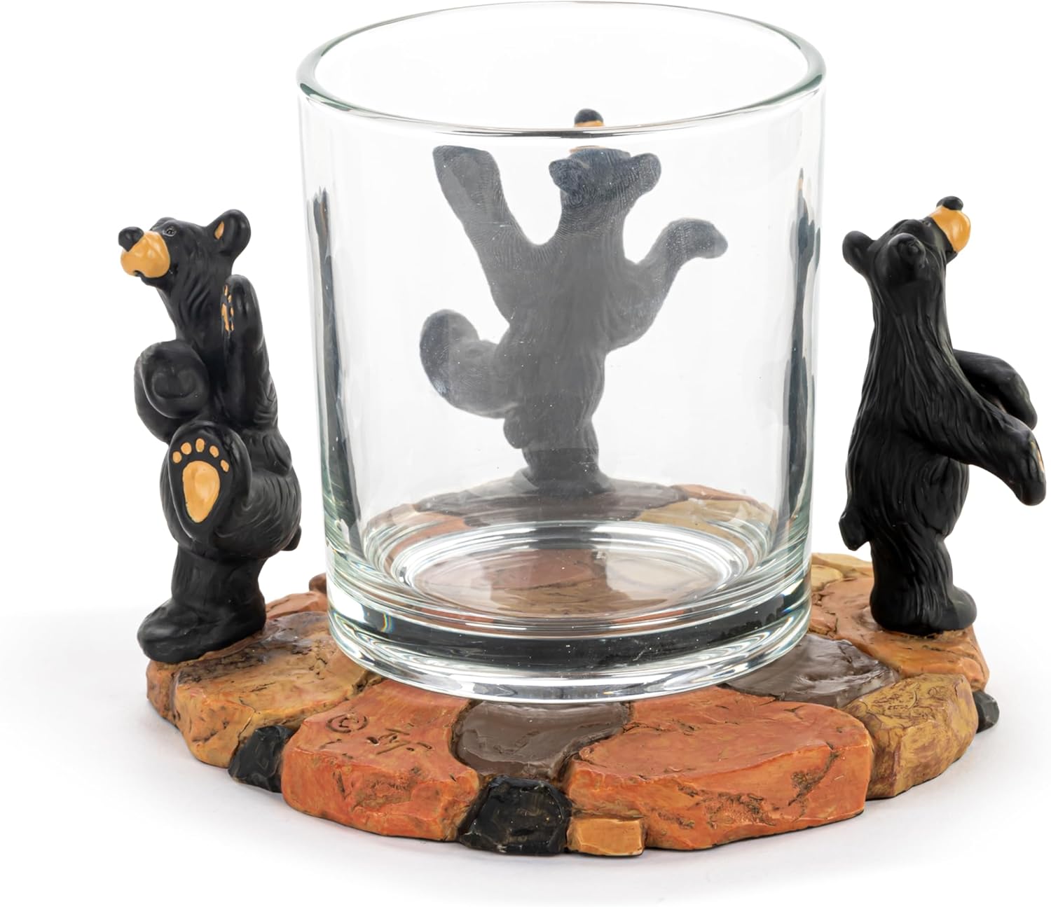 Hand Cast Resin Black Bear Vancouver Moon Dance Table Top Votive Candle Holder
