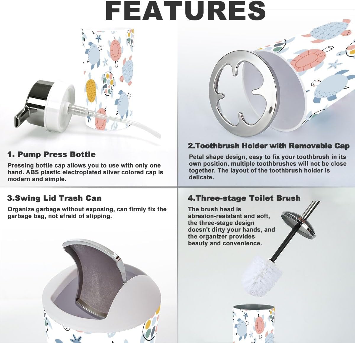 Scandinavian Style 6 Piece Bathroom Accessories Set