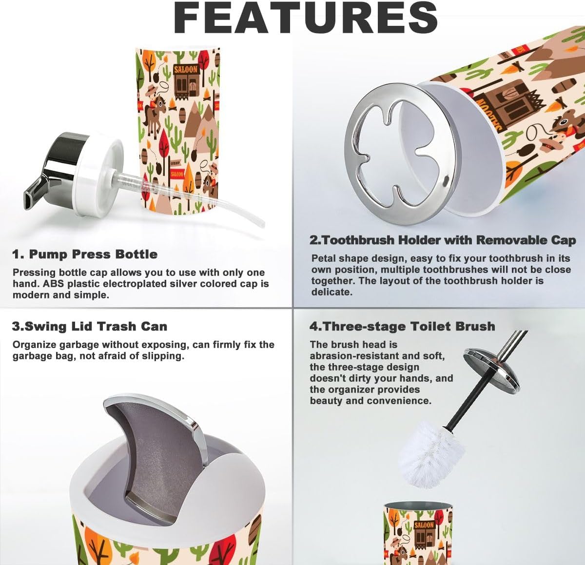 Essential Bathroom Accessories Set for 6 Piece - Durable Stylish
