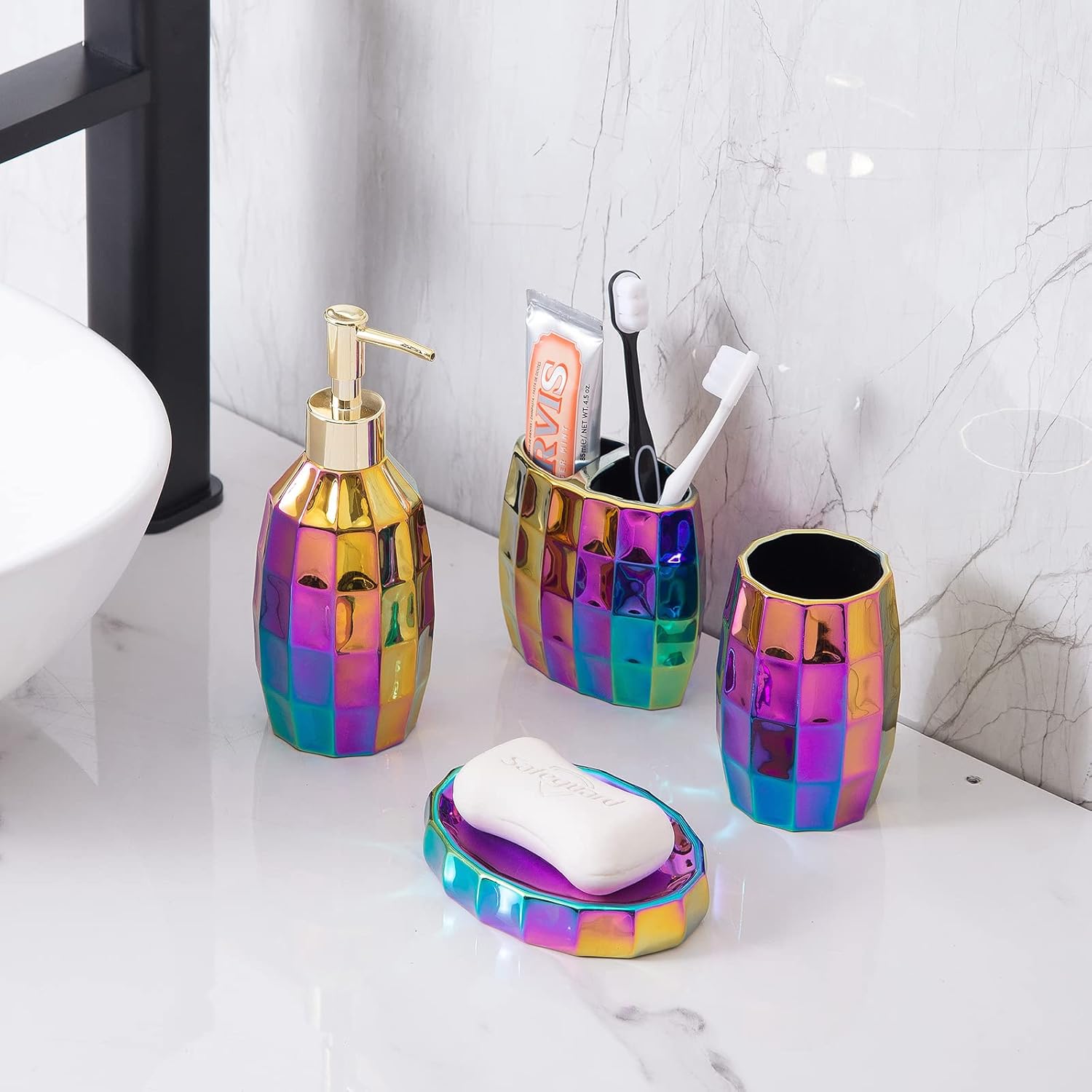 Rainbow Bathroom Accessory Set