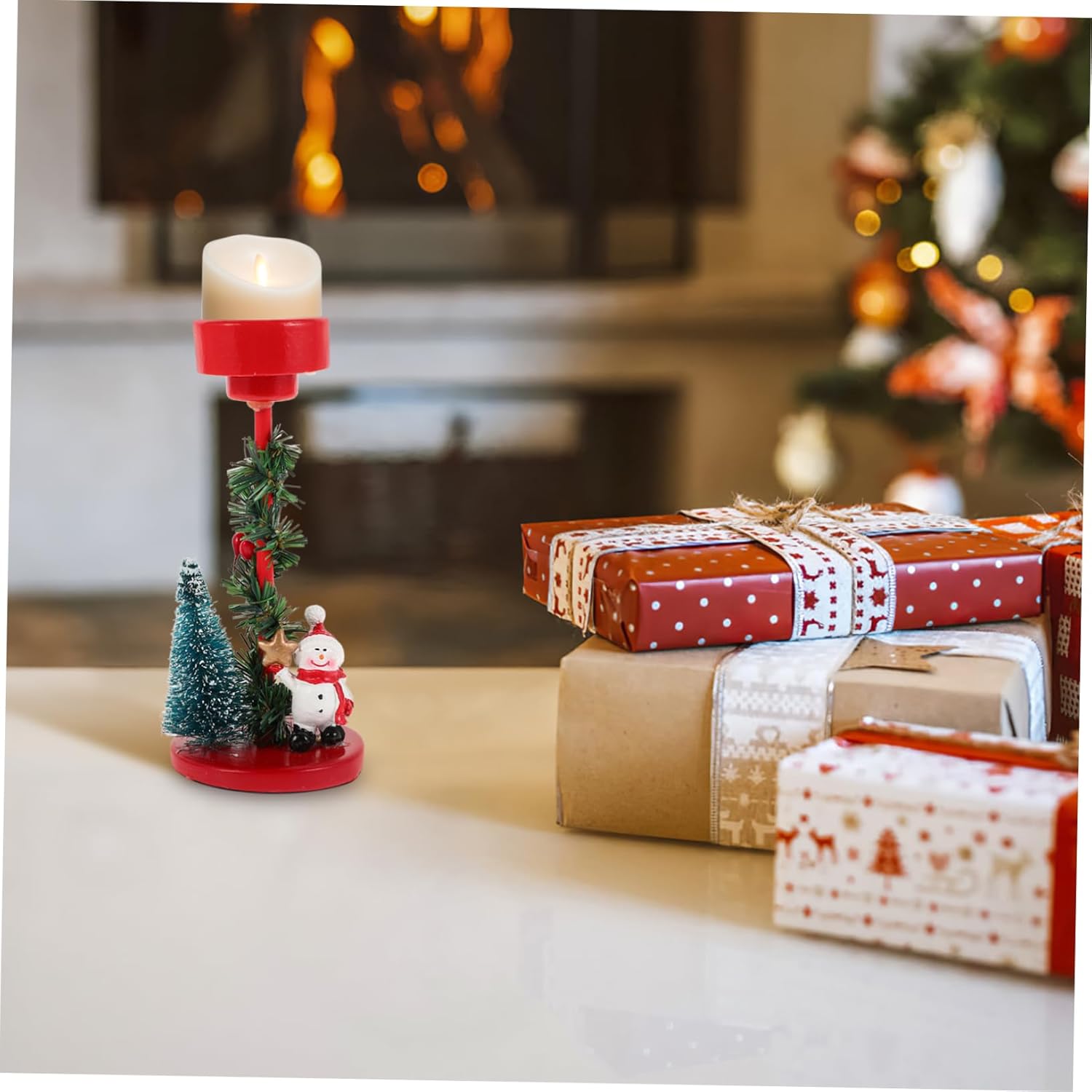 Mucklily Snowman Candle Holder Ornament - Christmas Party Decorations