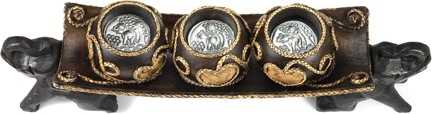 Thai Elephant Tray Candle Holder