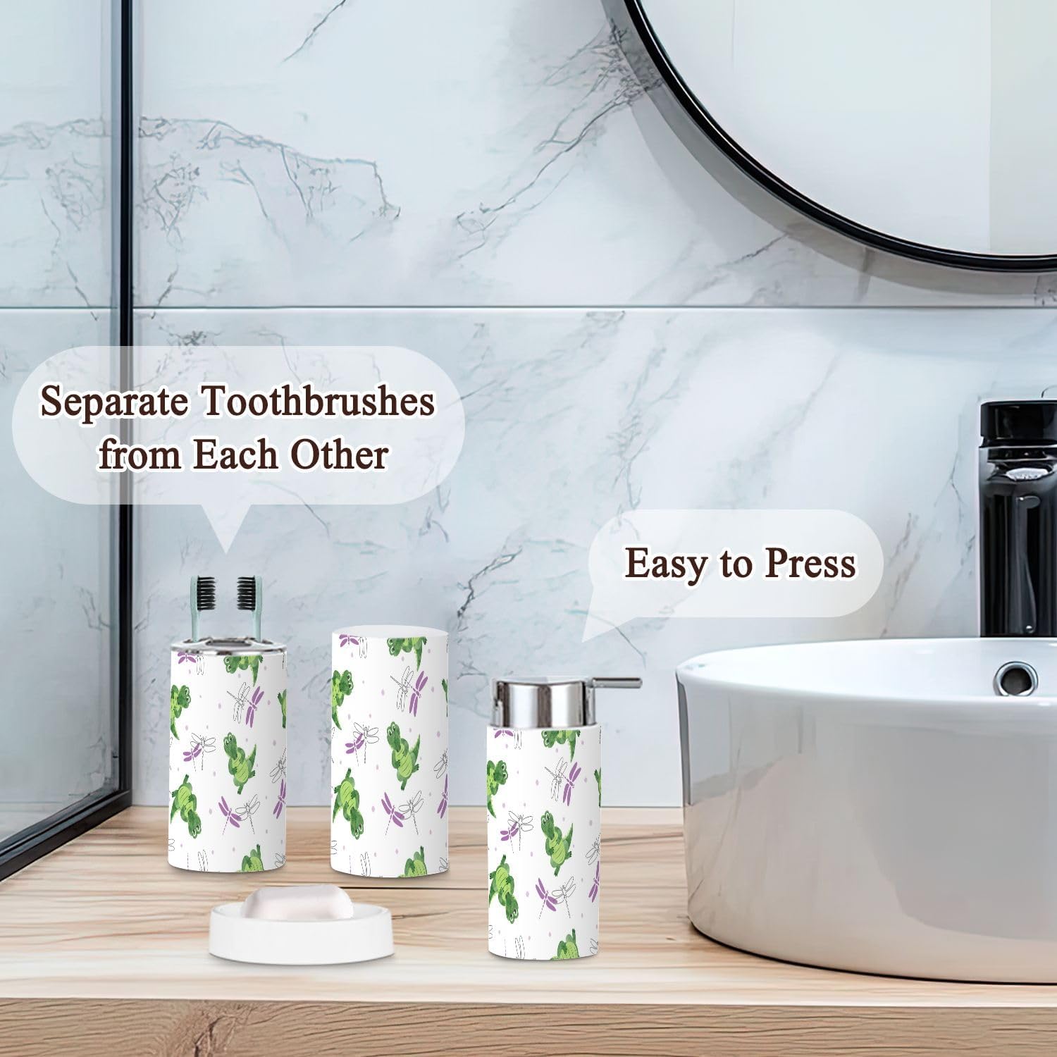 Bathroom Accessories Set 6 Pcs Cartoon Crocodile Collection for Kids