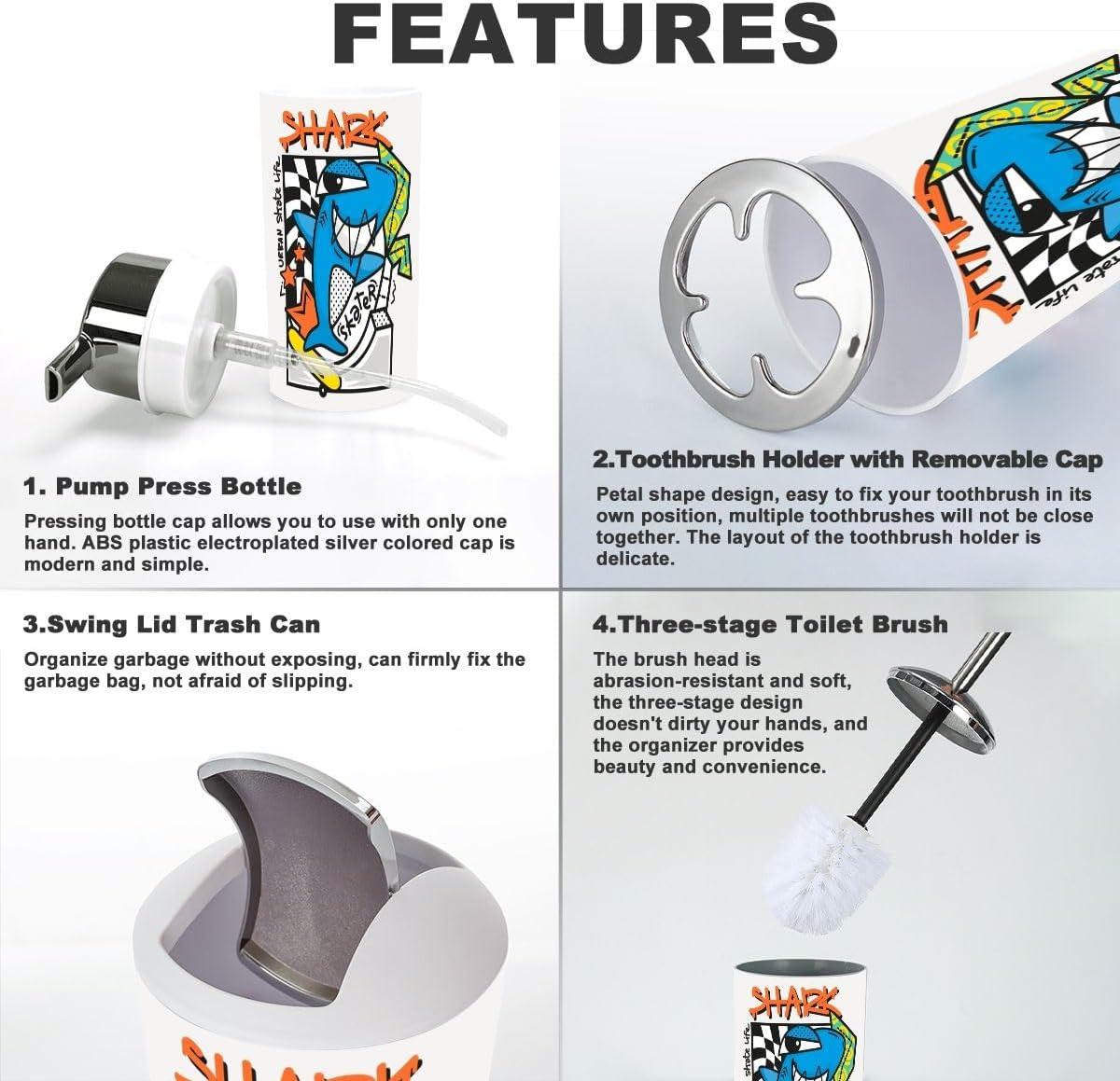 Sturdy Cartoon bathroom Accessories Set Durable Organization for Kids