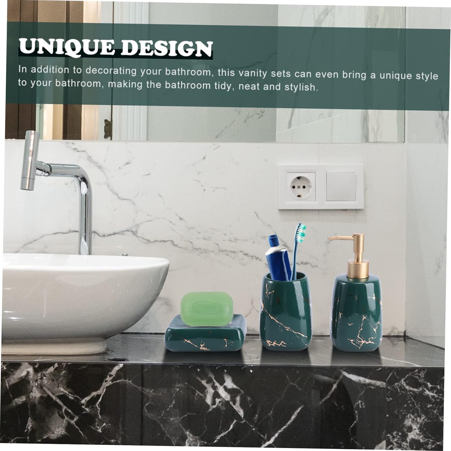PrettyZoom Elegant Marble Bathroom Set 3pc