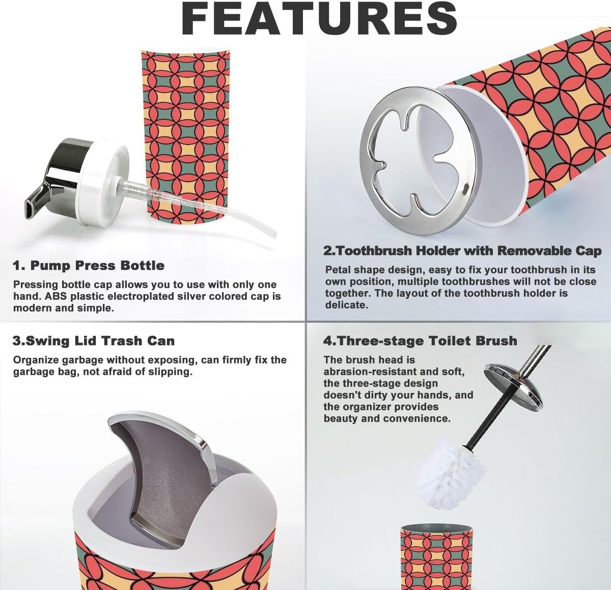 6-Piece Retro Bathroom Accessories Set