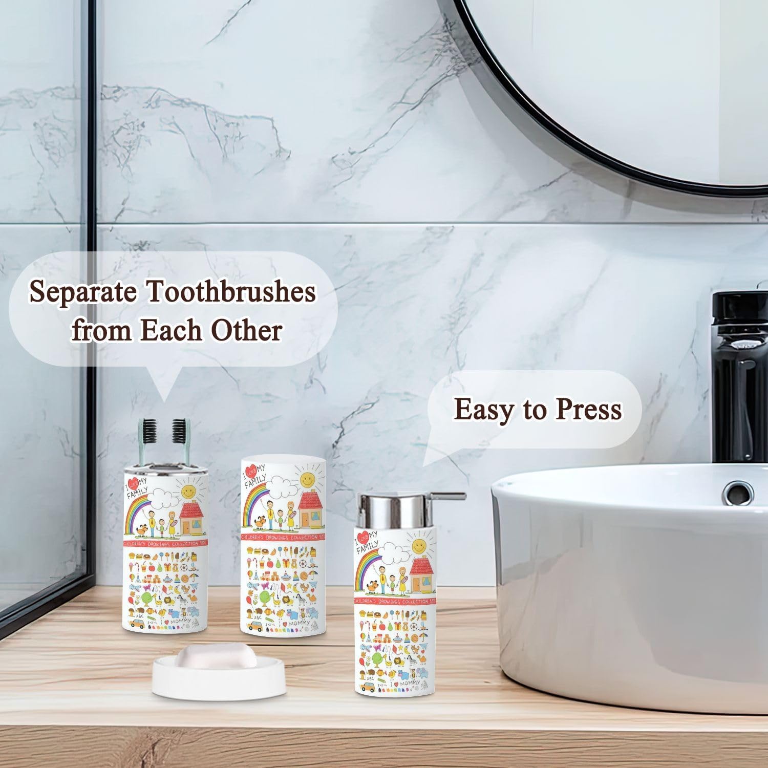 Bathroom Accessories Set 6 Pcs - Home Sweet Home Child