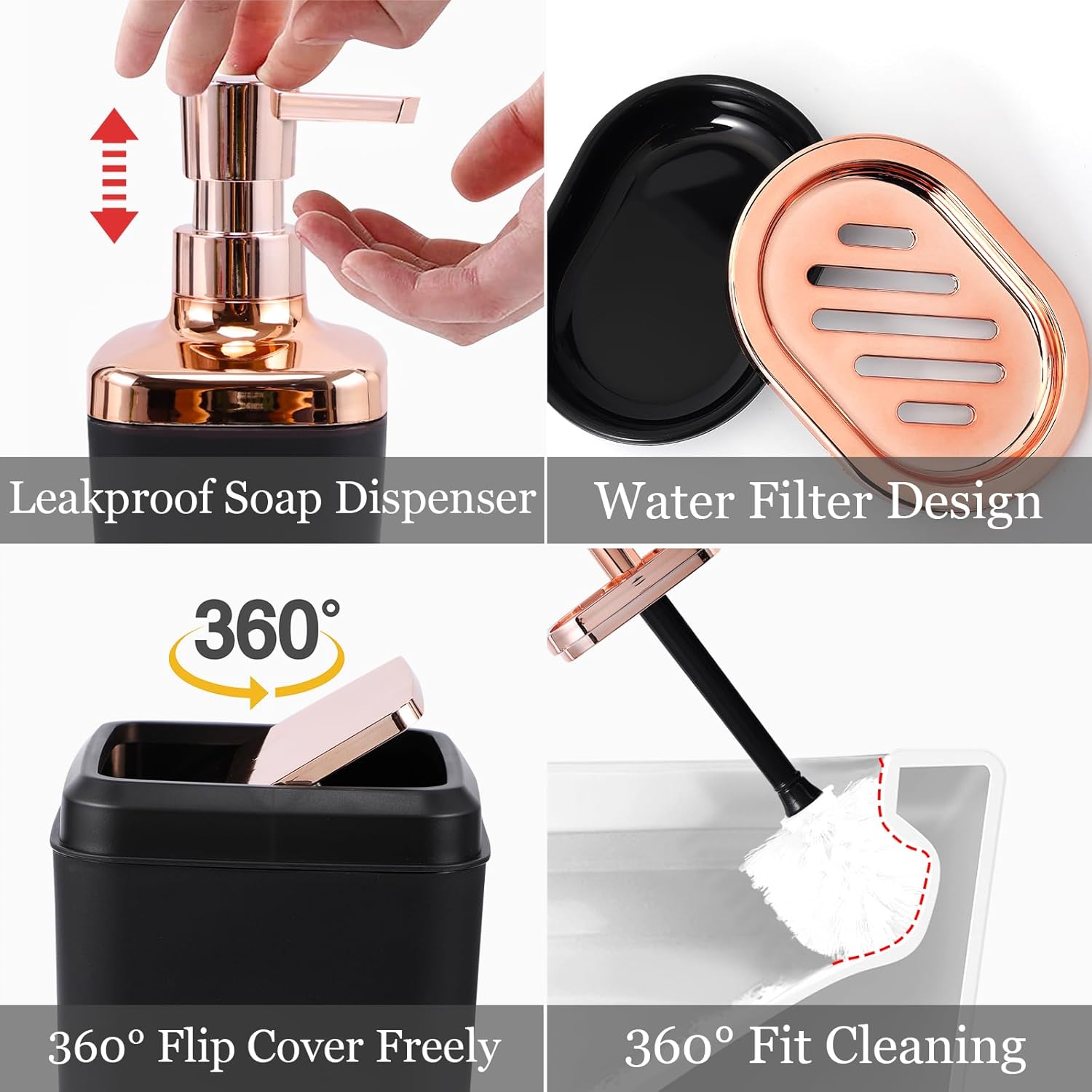 XLHOMO Black Bathroom Accessory Set 9 Piece