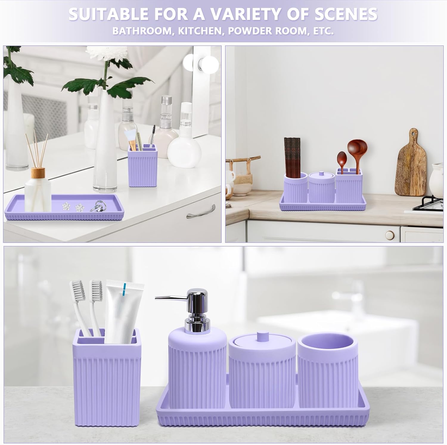 5-Piece Resin Bathroom Set for Blissful Hygiene