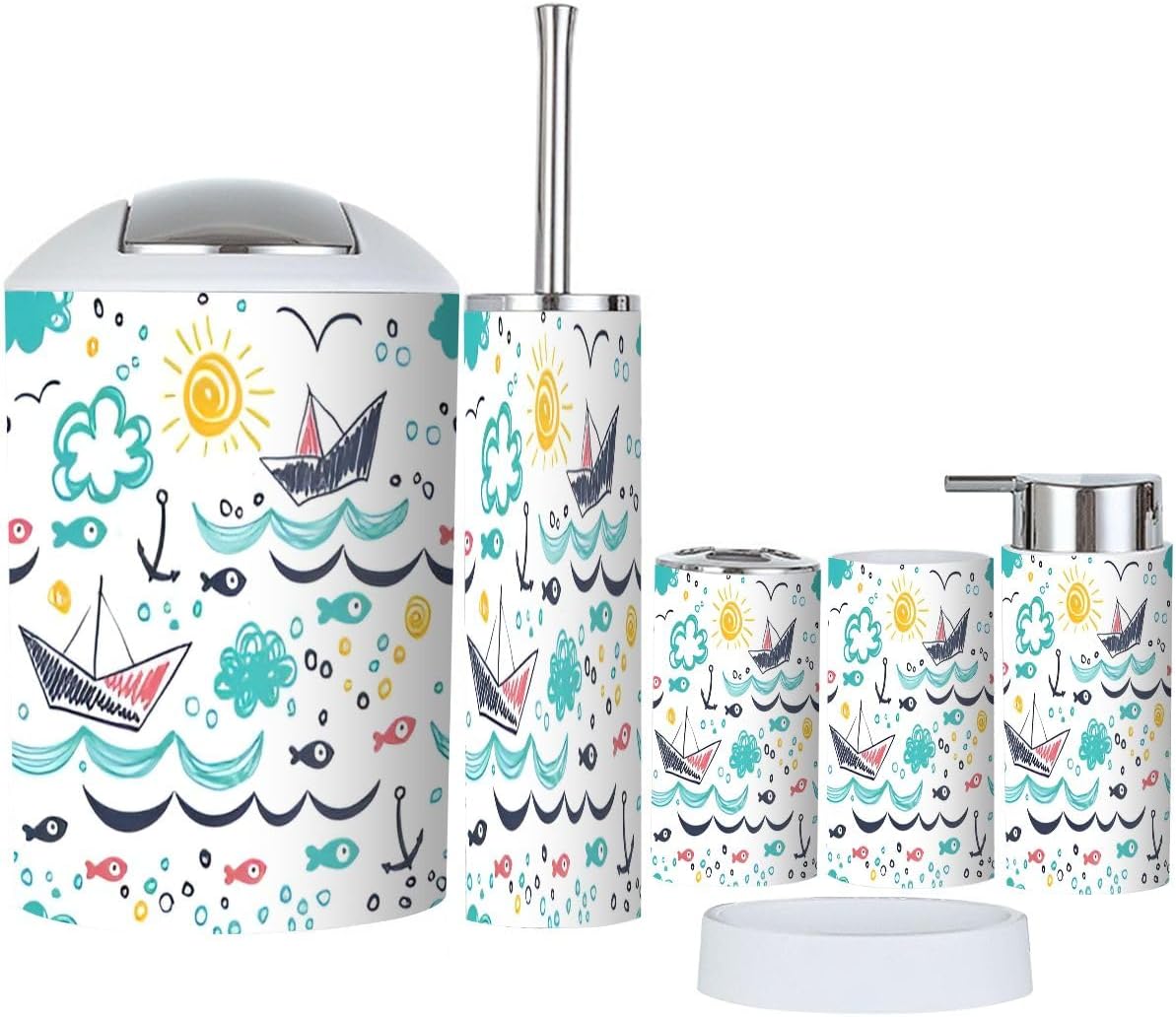 Bathroom Accessories Set 6 Pcs Durable Functional Decor 1