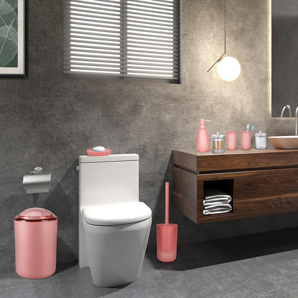 OTOSTAR Pink Bathroom Accessory Set - 8-Piece Essential Collection