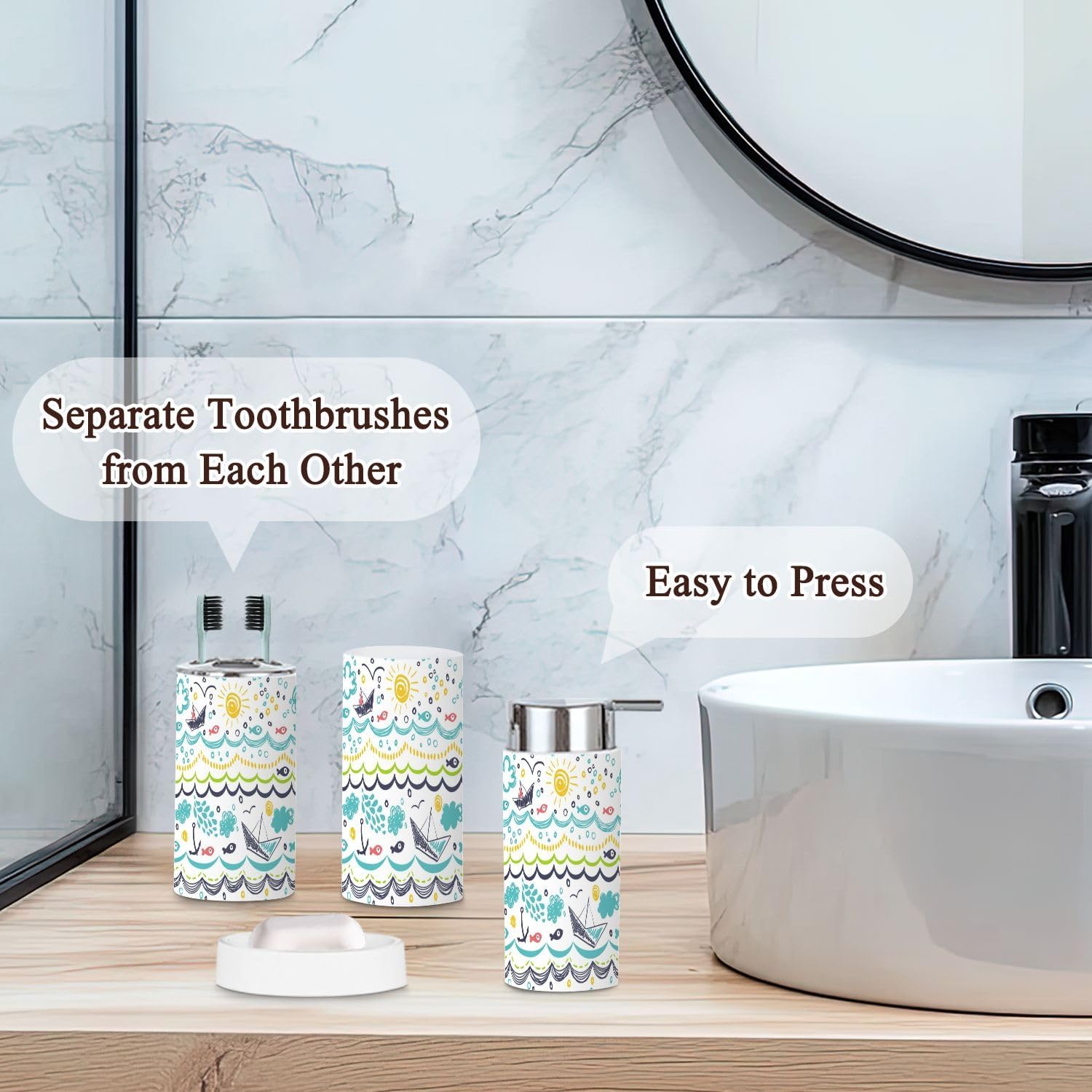 Bathroom Accessories Set 6 Pcs Modern Decor