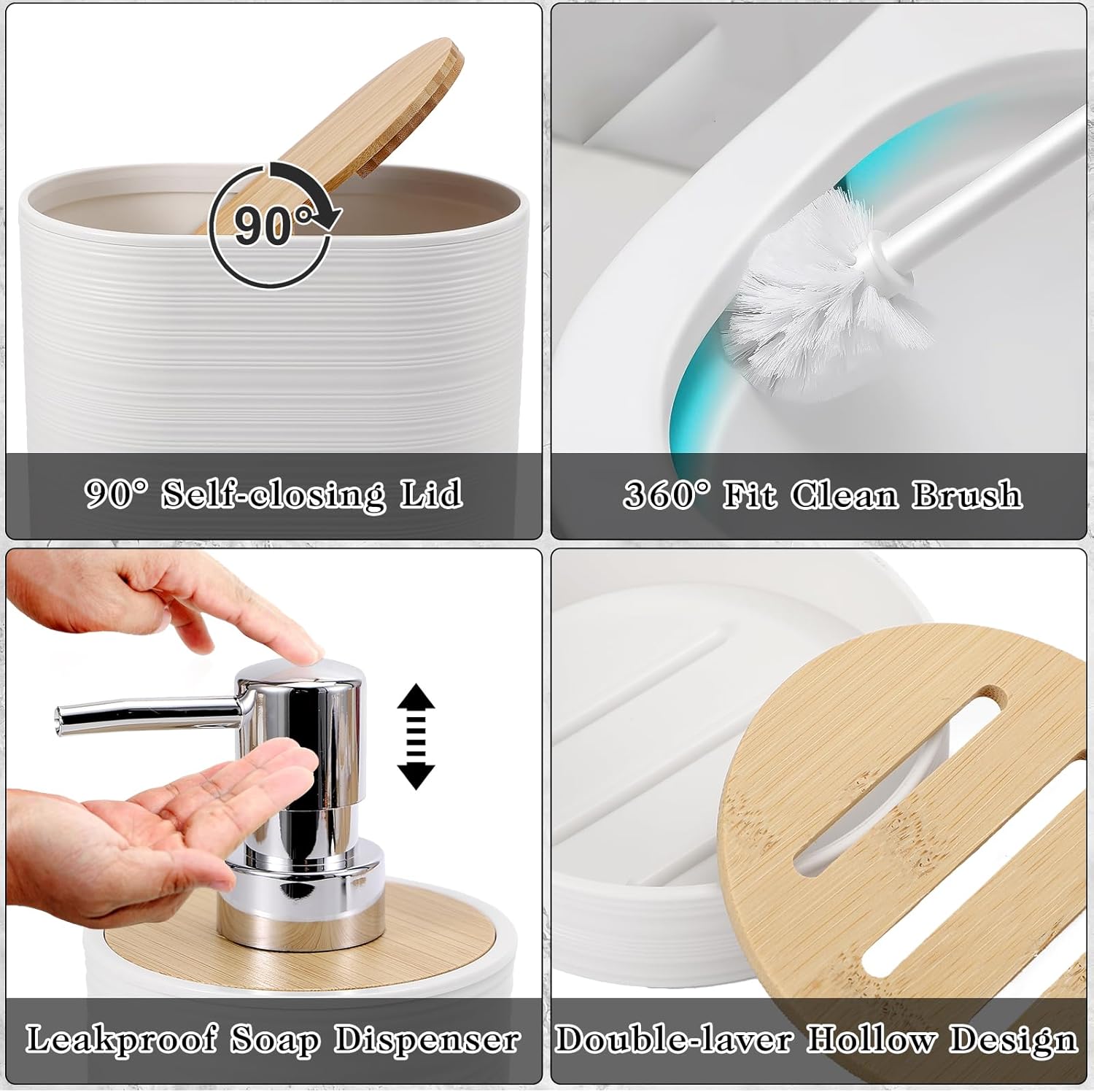 Essential White Bathroom Set with Woven Rugs Shower Curtain for Home Use