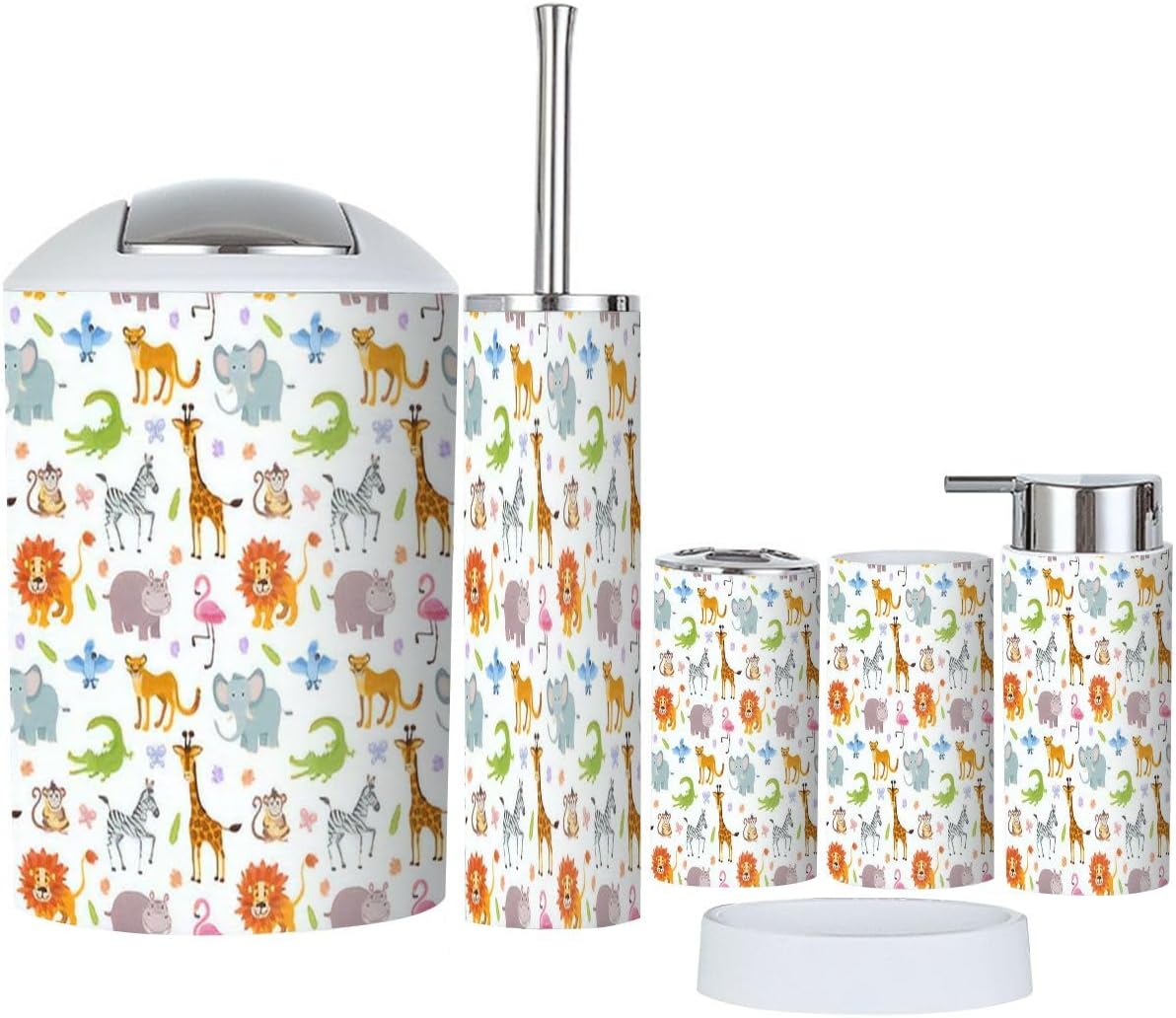 Bathroom Accessories Set 6 Pcs Cute Baby Animal Decor