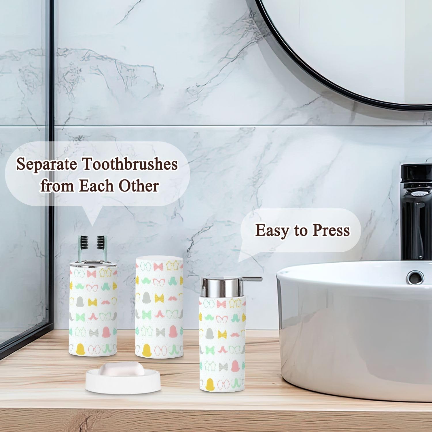 6-Piece Bathroom Set - Durable Retro Storage Solution
