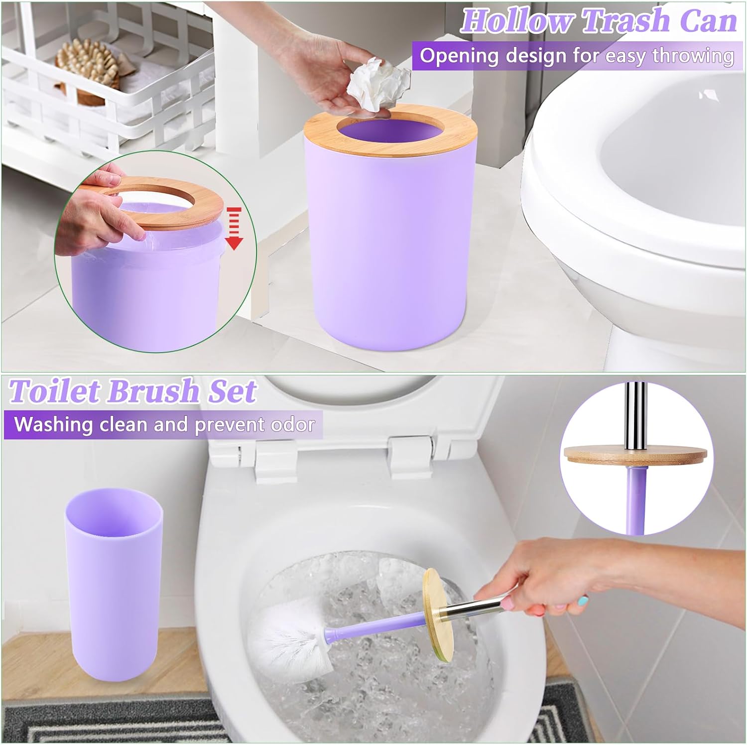 SLDIYWOW Purple Bathroom Accessories Set