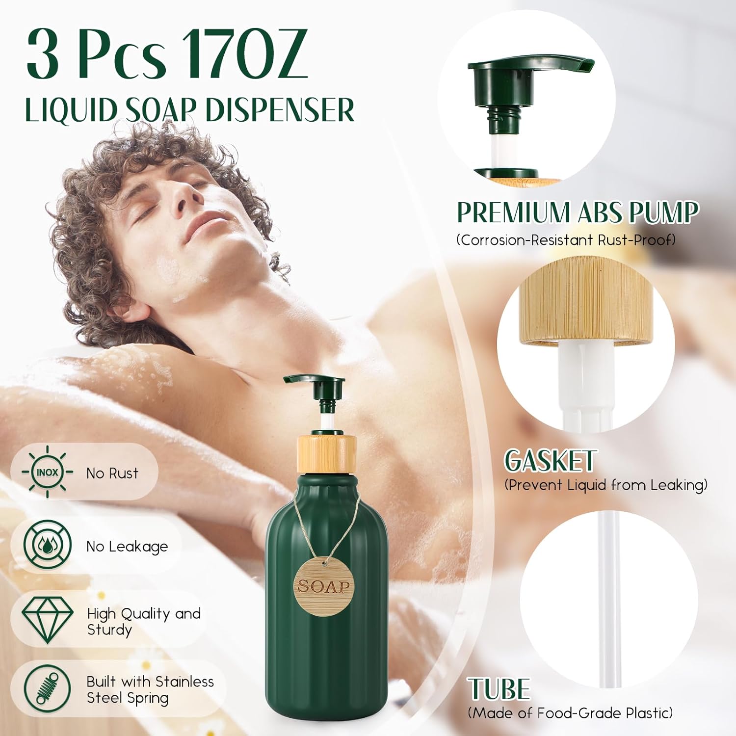 32PCS Dark Green Bathroom Accessories Set for Modern Home