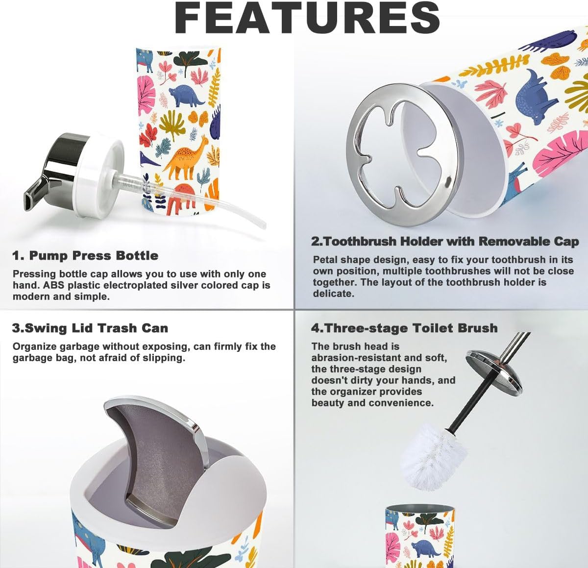 Bathroom Accessories Set 6 Pcs Durable Functional Decor