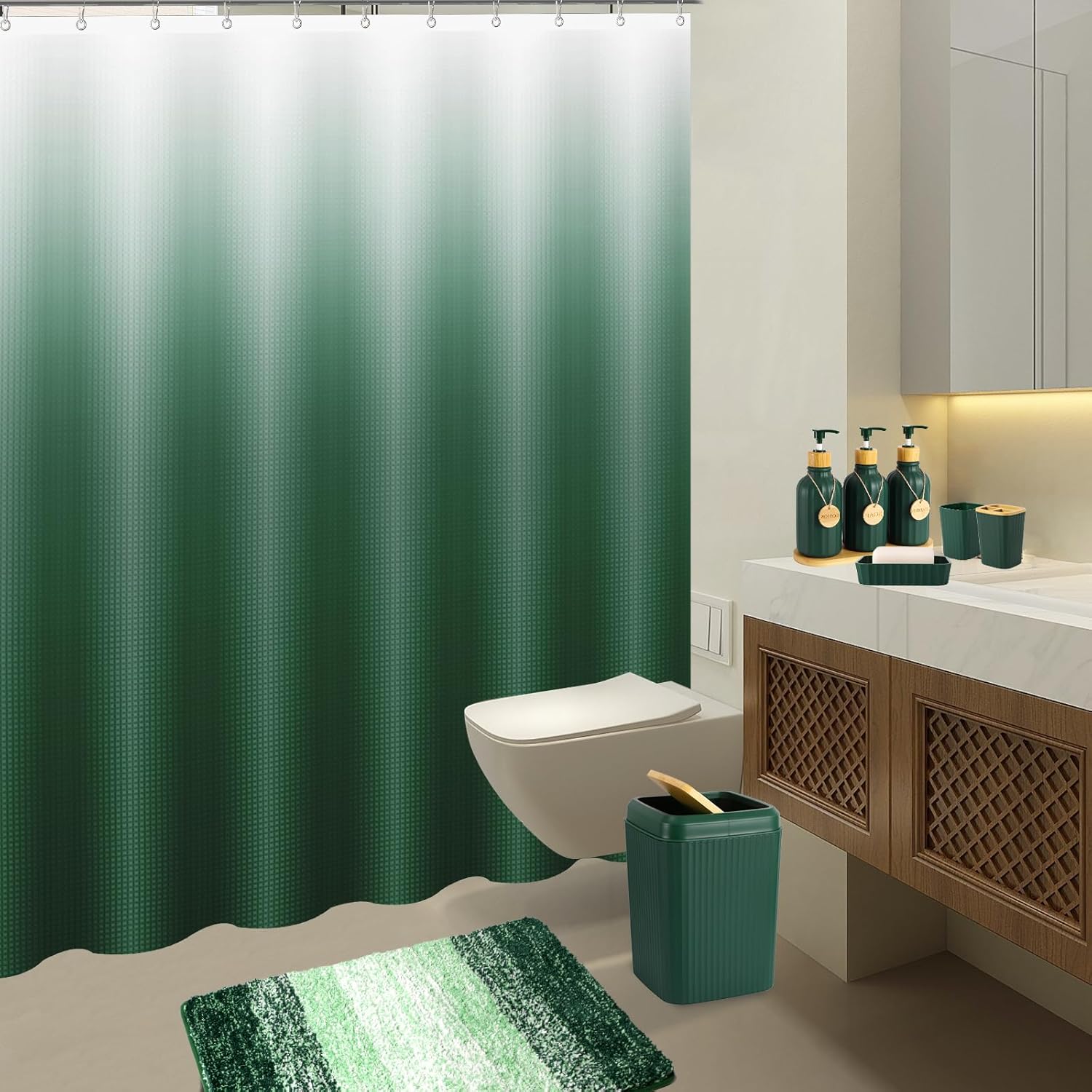 32PCS Dark Green Bathroom Accessories Set for Modern Home