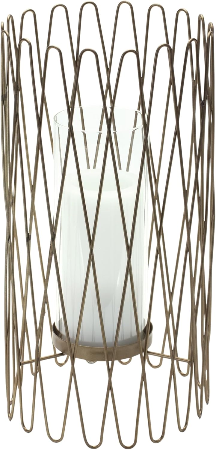 Melrose Iron and Glass Candle Holder with Gold Finish