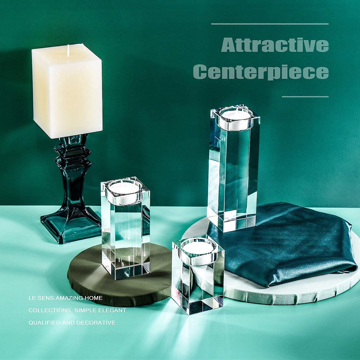 Stylish Crystal Candle Holders Set for Your Home or Wedding