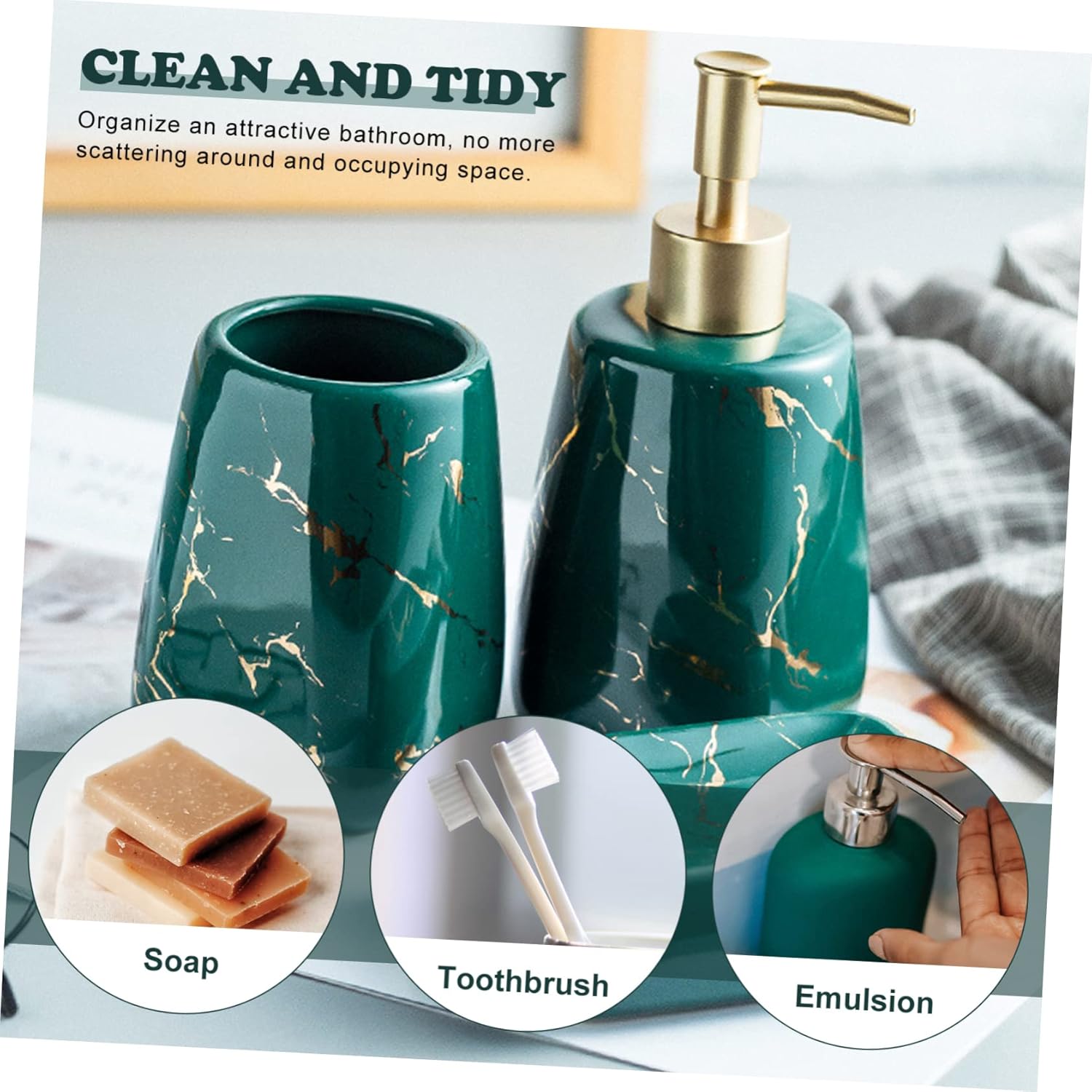 PrettyZoom Elegant Marble Bathroom Set 3pc