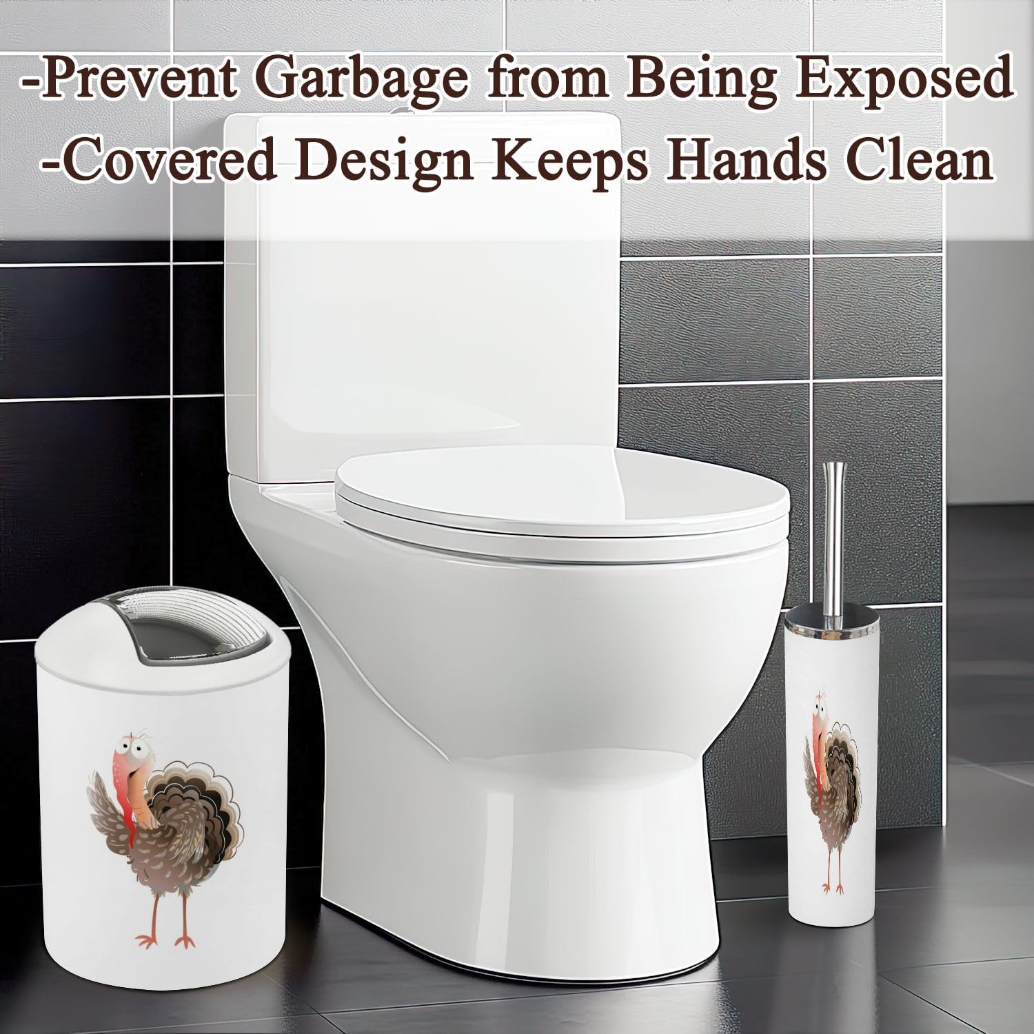 Cute Turkey Bird Bathroom Accessories Set for Kids