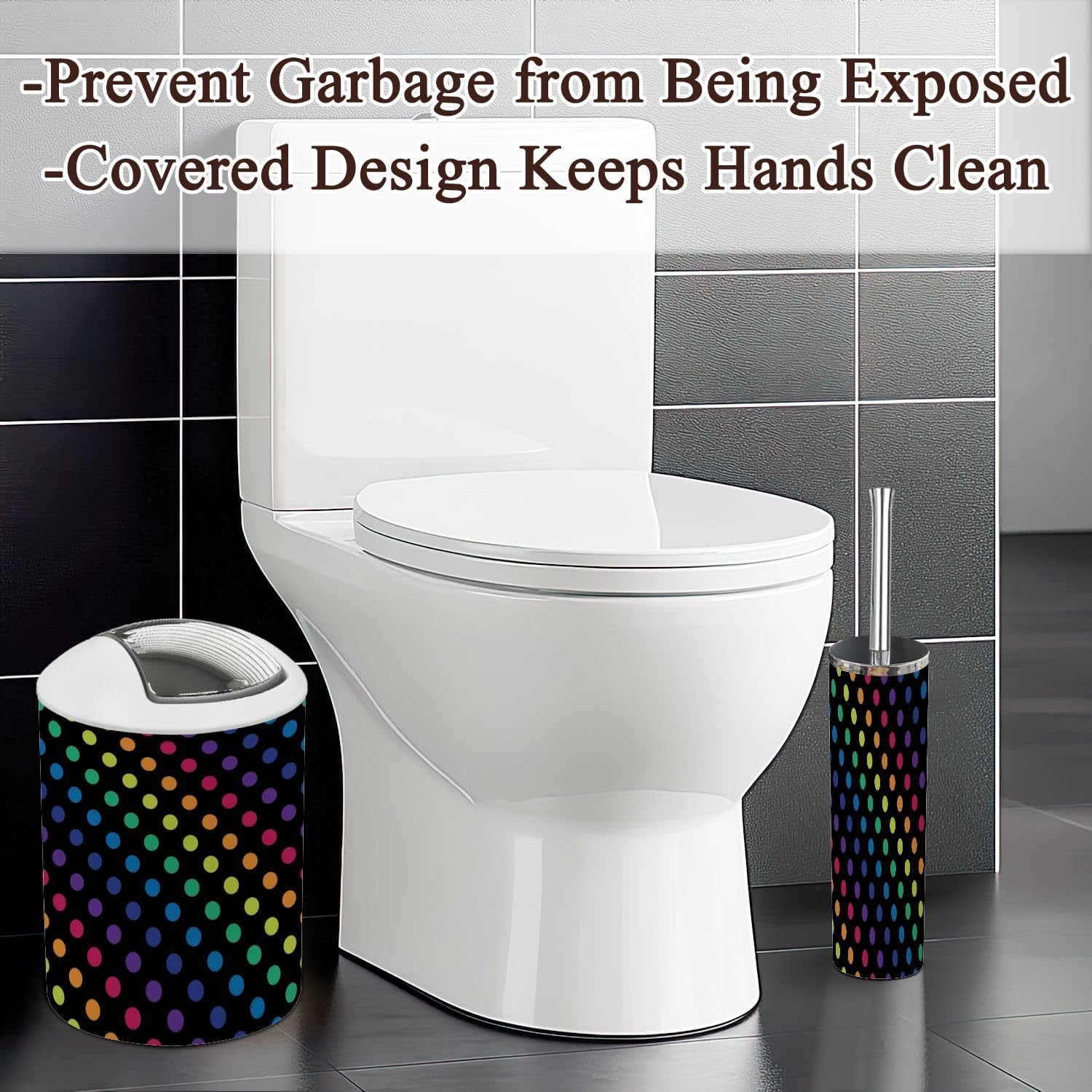 Stylish Rainbow Polka Dot Bathroom Collection 6-Piece Set