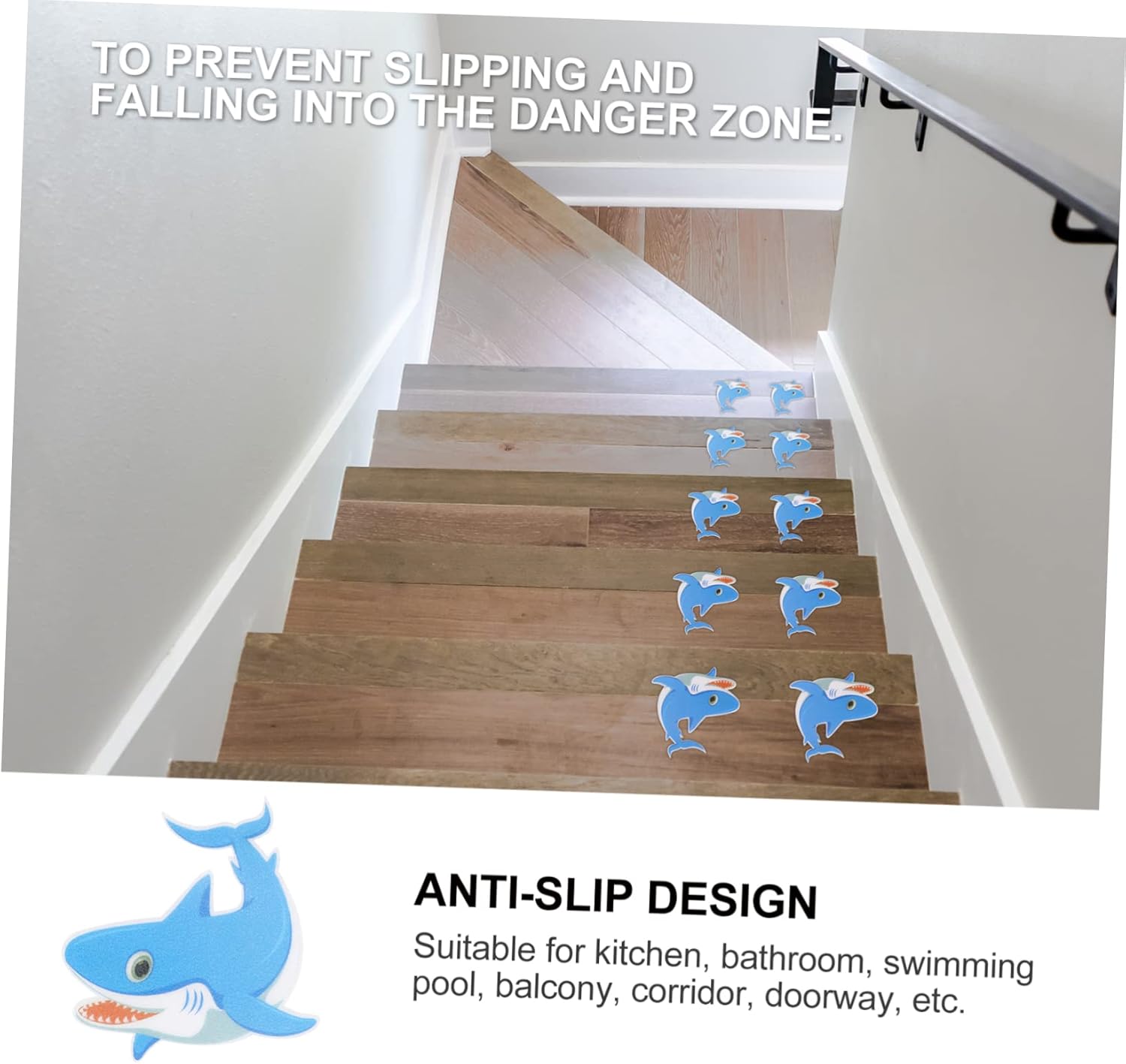 LIFKICH Shark Shape Adhesive Bathroom Sticker Set
