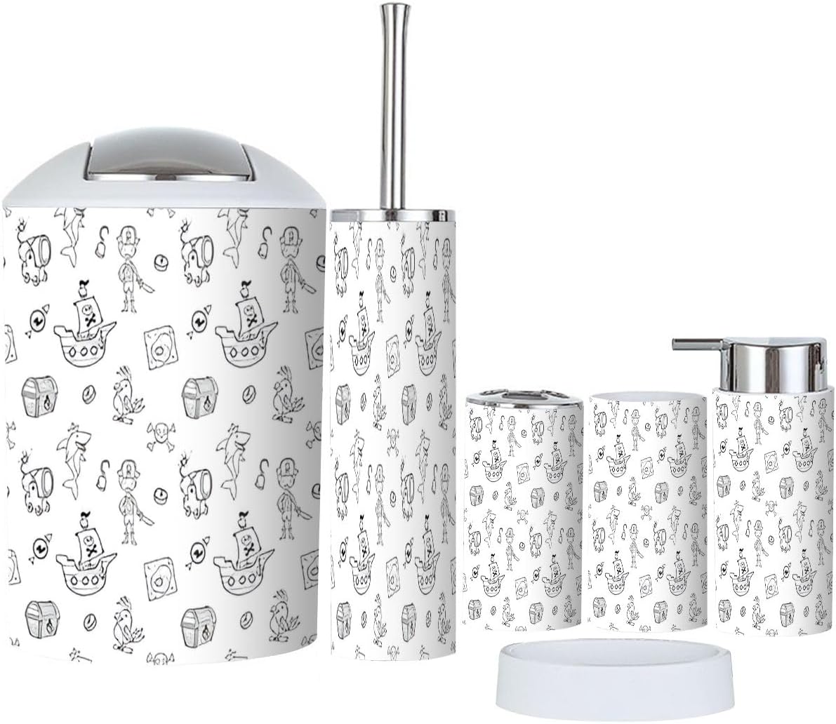 Cute Pirate Bathroom Accessories Set 6 Pcs