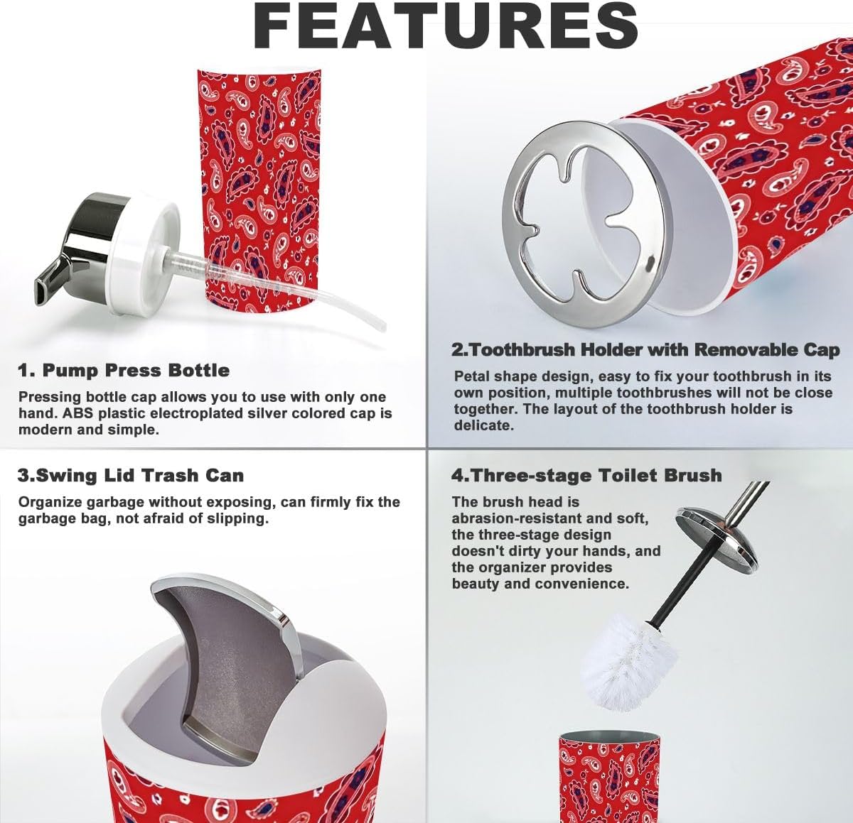 Bathroom Accessories Set 6 Pcs Durable Stylish Bathroom Organizers