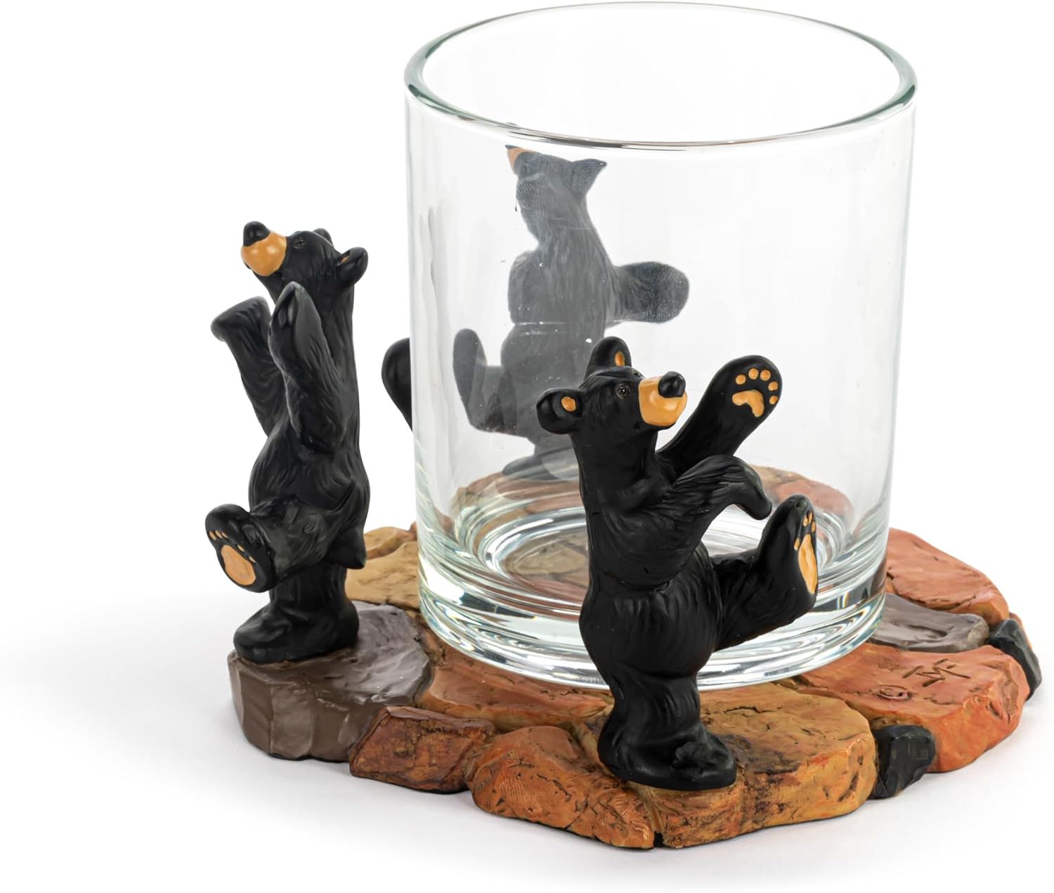 Hand Cast Resin Black Bear Vancouver Moon Dance Table Top Votive Candle Holder