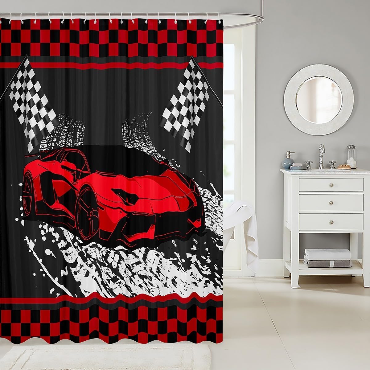 Feelyou Kids Racing Car Shower Curtain 72x72