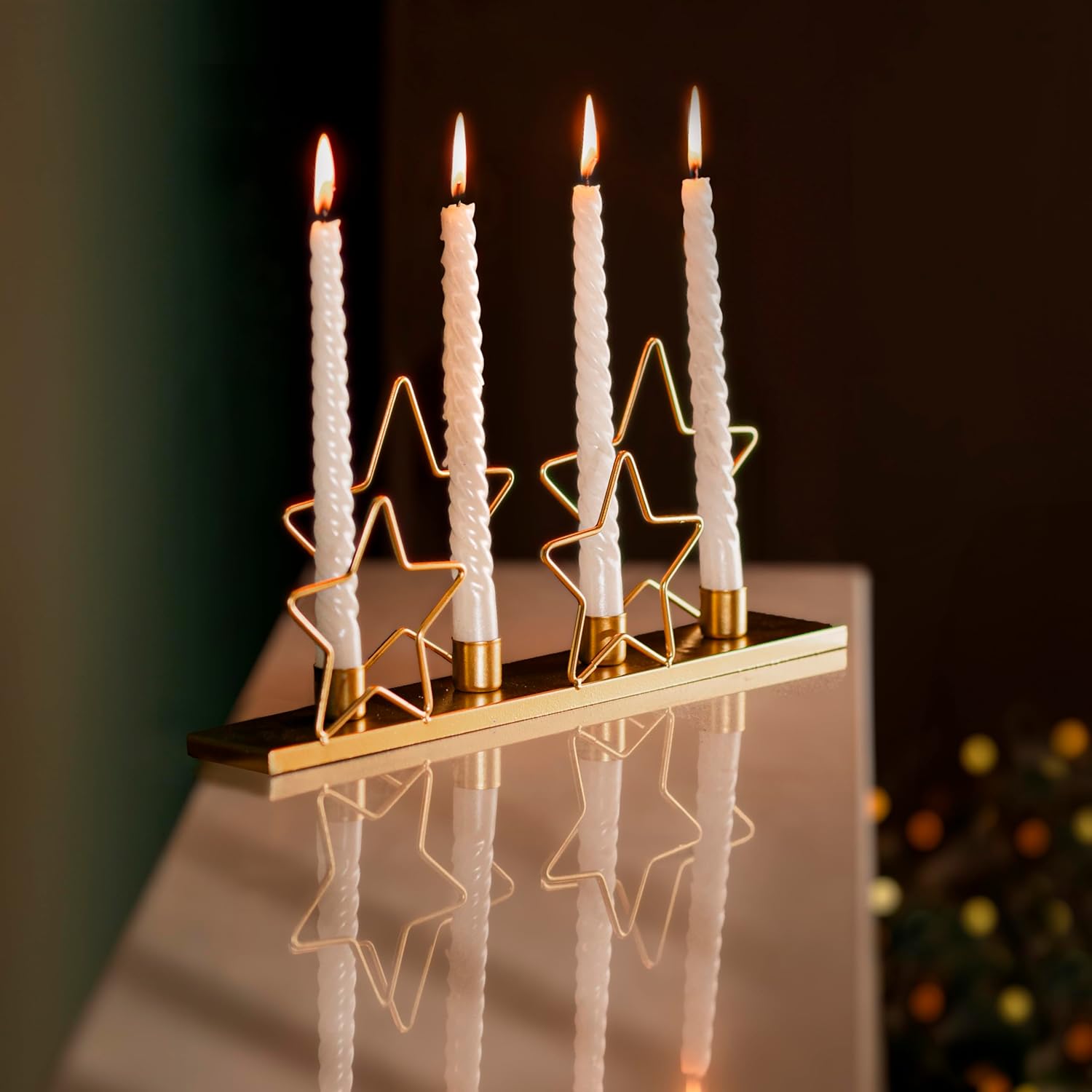 Gift for Home Durable Gold Star Candle Holder for Christmas