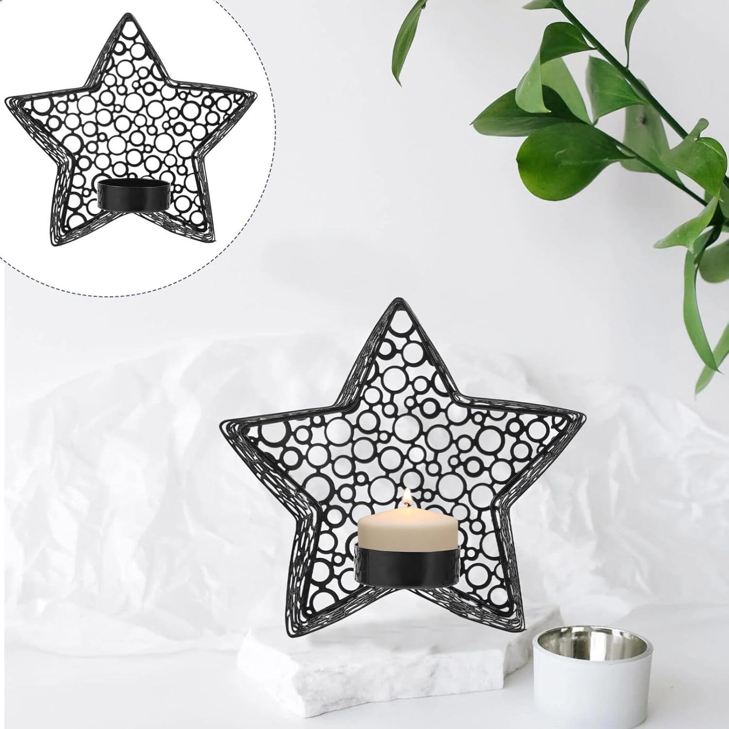 Three Star-Cut Candle Holders with Modern Aesthetics